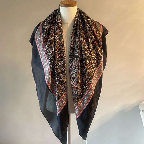 COLLECTION EIGHTEEN multi color black edge SQUARE scarf / shawl - Picture 1 of 12